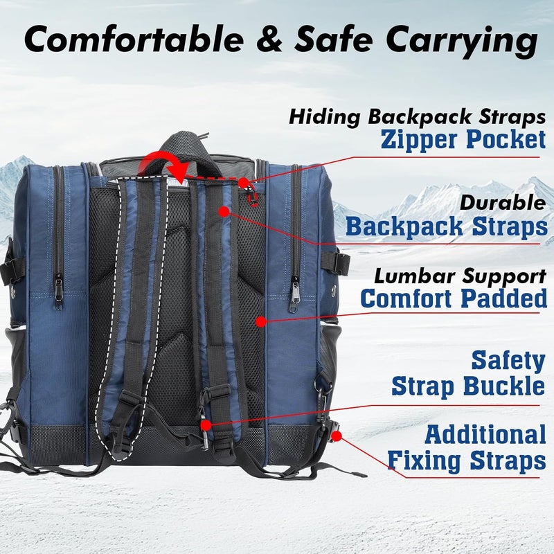 ANCHOM Ski Boot Bag, 55L Ski Boot Bag Backpack and Snowboard Backpack, Snowproof Travel Luggage for Store Boots, Jacket, Skis, Snowboard, Helmet, Goggles, Gloves & Accessories, for Men and Women - Image 3